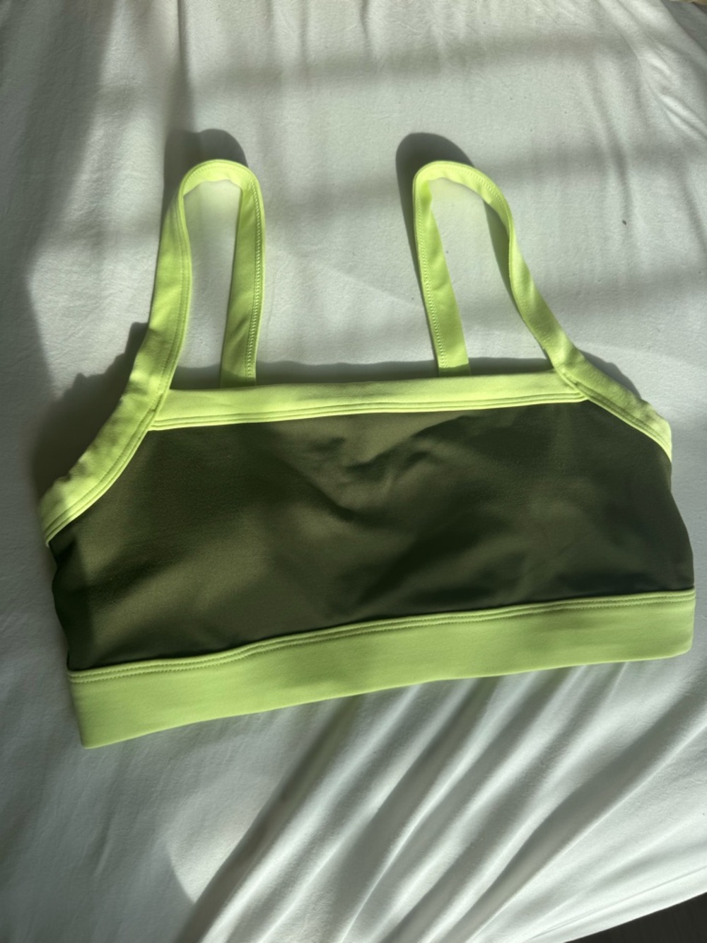Viral Aerie Offline Neon Yellow and Olive Green Sporty Bralette